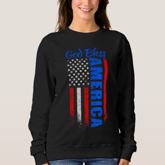 Sweatshirt 4th of July American Flag Patriotic God Bless Amer (Devant)