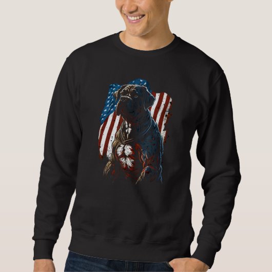 Sweatshirt 4th of July boxer dog USA Flag Patriotic Dog (Devant)