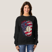 Sweatshirt 4th Of July Catcher Baseball Player US Flag Sport  (Devant entier)