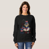 Sweatshirt 4th of July Cute American Flag  Shih Tzu Dog Firew (Devant entier)