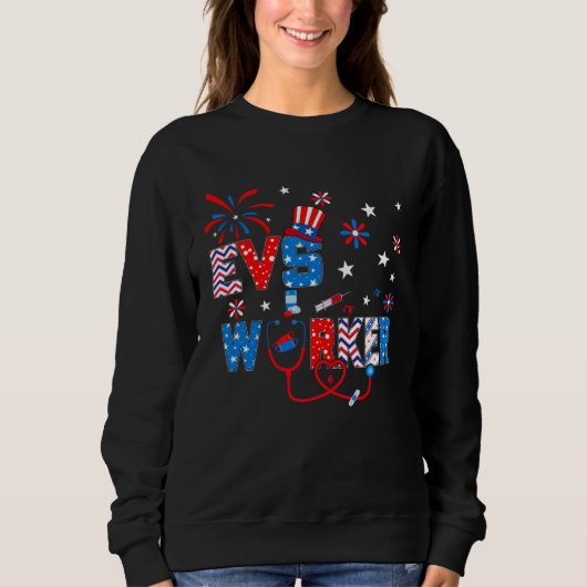 Sweatshirt 4th Of July For Women Stethoscope Patriotic EVS Wo (Devant)