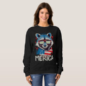 Sweatshirt 4th Of July Merica Raccoon Agender Sunglasses Flag (Devant entier)