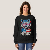 Sweatshirt 4th Of July Merica  Raccoon Transfeminine Sunglass (Devant entier)