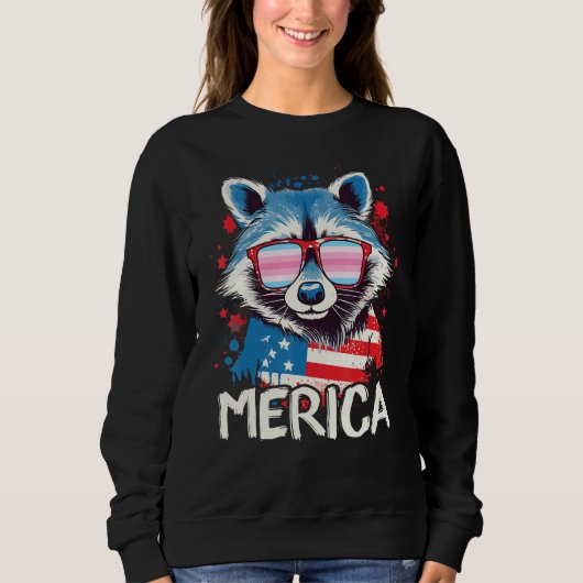 Sweatshirt 4th Of July Merica  Raccoon Transfeminine Sunglass (Devant)