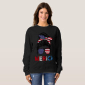 Sweatshirt 4th Of July Merica Sunglasses Classy Mom Life Mess (Devant entier)