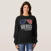 Sweatshirt 4th of July Merica USA Flag Sunglasses America Pat (Devant entier)