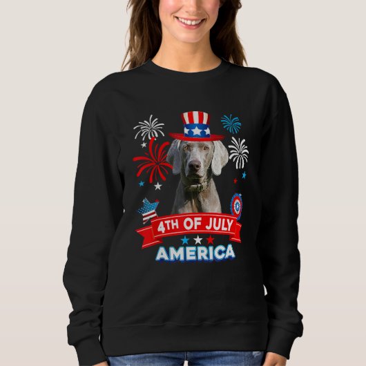 Sweatshirt 4th Of July Patriotic Day Weimaraner Dog Independe (Devant)