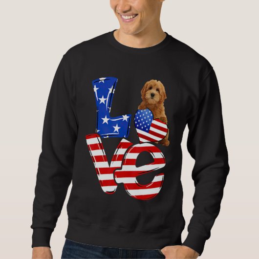 Sweatshirt 4th Of July Patriotic Love Goldendoodle American F (Devant)
