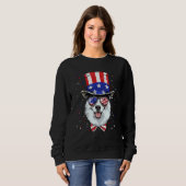 Sweatshirt 4th of July Patriotic Siberian Husky American USA  (Devant entier)