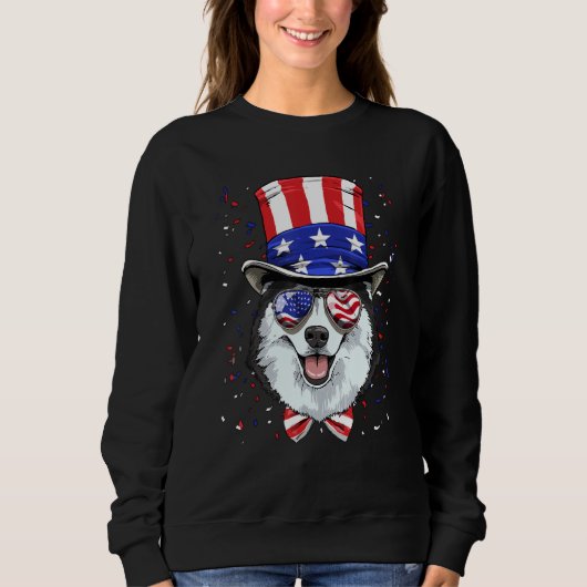 Sweatshirt 4th of July Patriotic Siberian Husky American USA  (Devant)