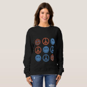 Sweatshirt 4th Of July Peace Sign Happy Face Patriotic (Devant entier)
