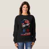 Sweatshirt 4th Of July Teacher Messy Bun American Flag Sungla (Devant entier)