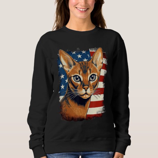 Sweatshirt 4th Of July US Flag Abyssinian Cat 1 (Devant)