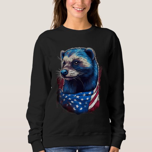 Sweatshirt 4th Of July US Flag Honey Badger (Devant)