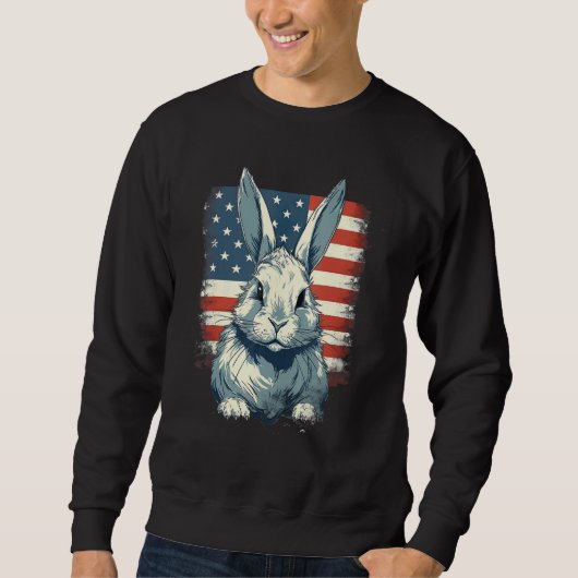 Sweatshirt 4th Of July US Flag Lionhead Rabbit (Devant)
