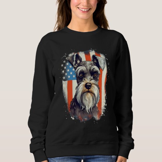 Sweatshirt 4th Of July US Flag Miniature Schnauzer Dog 3 (Devant)