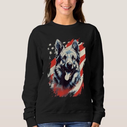 Sweatshirt 4th Of July US Flag Norwegian Elkhound Dog (Devant)