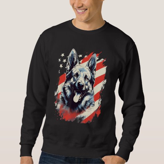 Sweatshirt 4th Of July US Flag Norwegian Elkhound Dog (Devant)
