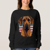 Sweatshirt 4th Of July US Flag Rhodesian Ridgeback Dog (Devant)
