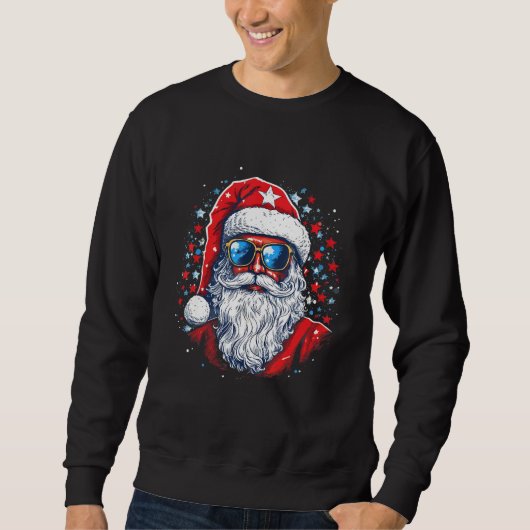 Sweatshirt 4th Of July US Flag Santa Claus 2 (Devant)