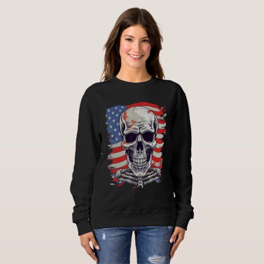 Sweatshirt 4th Of July US Flag Skeleton (Devant entier)