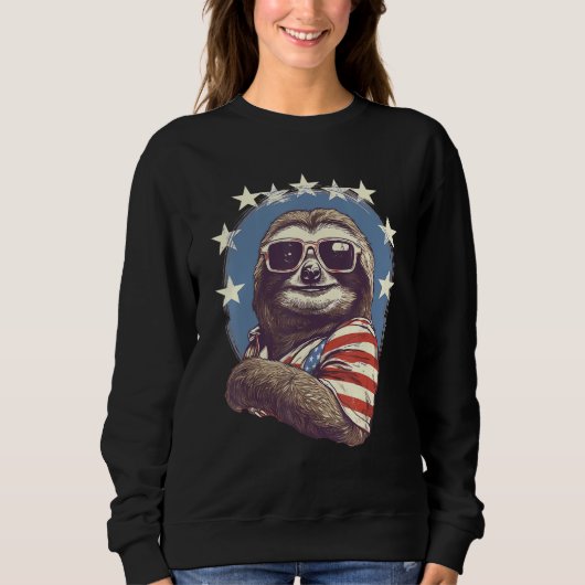 Sweatshirt 4th Of July US Flag Sloth (Devant)