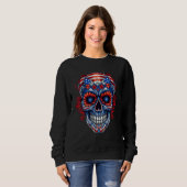 Sweatshirt 4th Of July US Flag Sugar Skull 1 (Devant entier)