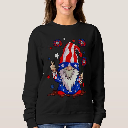 Sweatshirt 4th of July USA American Flag Gnomes Patriotic Men (Devant)