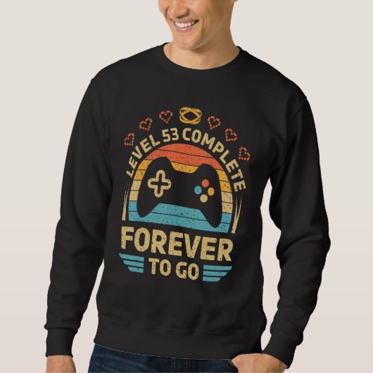 Sweatshirt 53e Mariage Anniversaire Vidéo Gamer Niveau 53 Com (Devant)