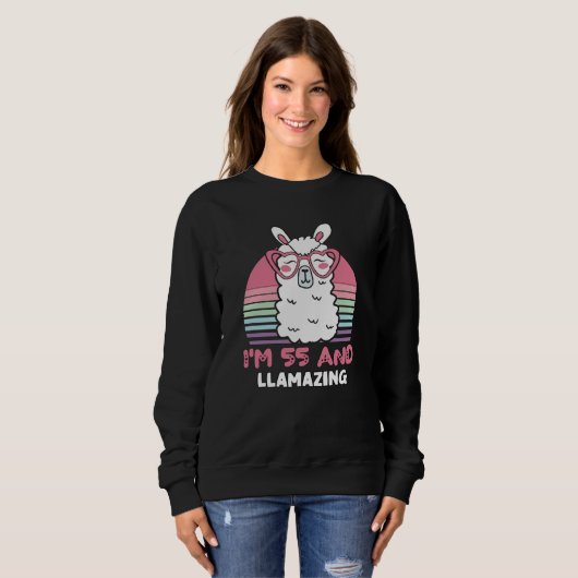 Sweatshirt 55 ans Anniversaire lamazing 55e anniversaire Llam (Devant entier)