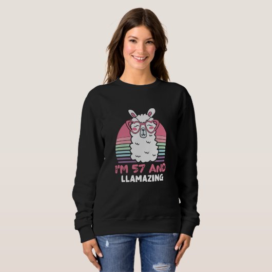 Sweatshirt 57 Year Old Bday Llamazing 57th Birthday Llama (Devant entier)