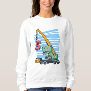 Sweatshirt 5 ans 5Anniversaire grue mobile Dinosaur
