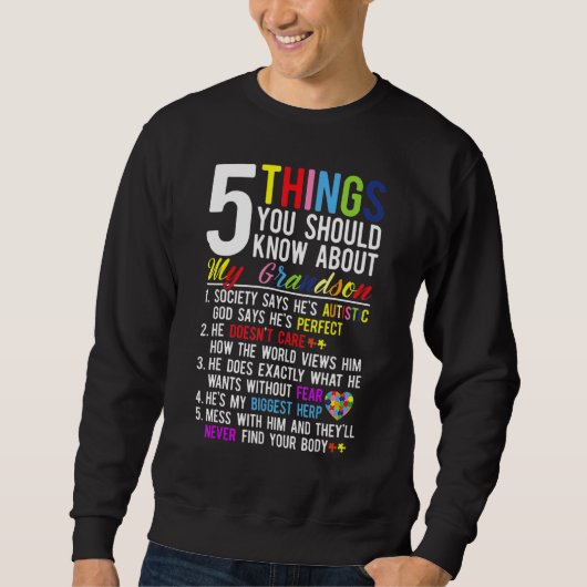 Sweatshirt 5 Choses Que Tu Devrais Savoir Sur Mon Petit-Fils  (Devant)