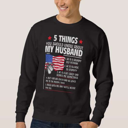 Sweatshirt 5 Choses Que Vous Devriez Savoir Sur Mon Mari À L' (Devant)