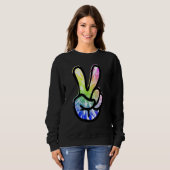 Sweatshirt 60s 70s Tie Dye Peace Hand Sign   Hippie (Devant entier)