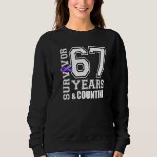 Sweatshirt 67 Ans Survivant Je Porte Violet Ribbon Lupus Awar