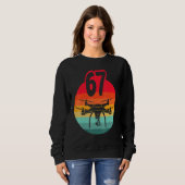 Sweatshirt 67ème Anniversaire I Télécommande Rétro Drones Ave (Devant entier)
