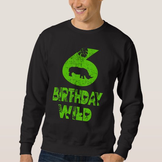 Sweatshirt 6e anniversaire Wild Kid 6 ans Old Zoo Thème Anima (Devant)