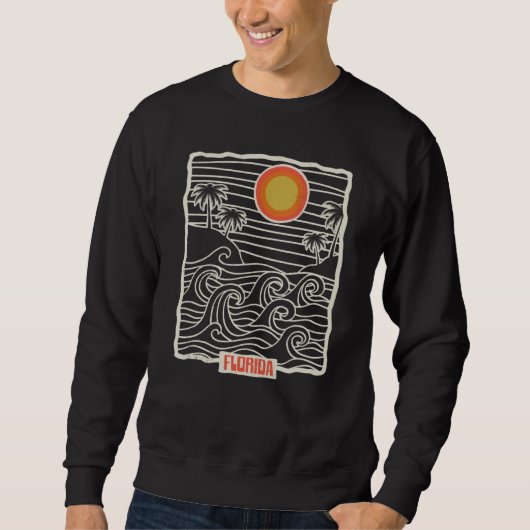 Sweatshirt 70s 80s CA Retro Beach Waves Ocean Sunset Florida (Devant)