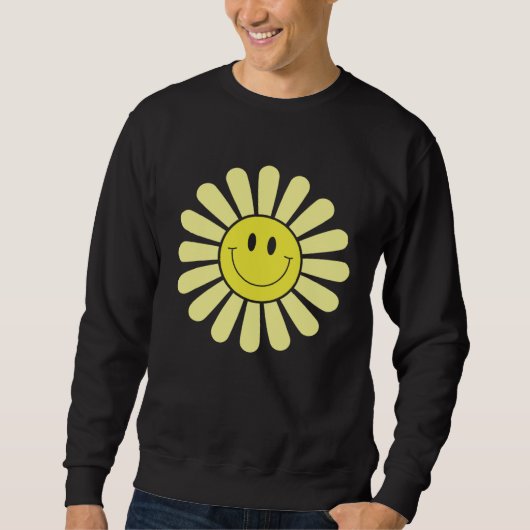 Sweatshirt 70s Yellow Smile Face Flower  Happy Peace Smiling  (Devant)