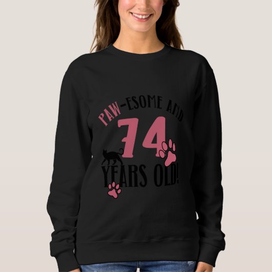 Sweatshirt 74e anniversaire 74 ans chat maman Amoureux des ch (Devant)