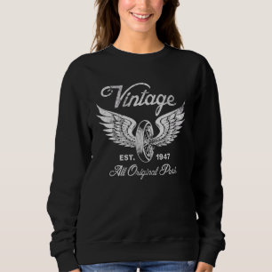 Sweatshirt 75e anniversaire Est 1947 Roue moto Vintage &