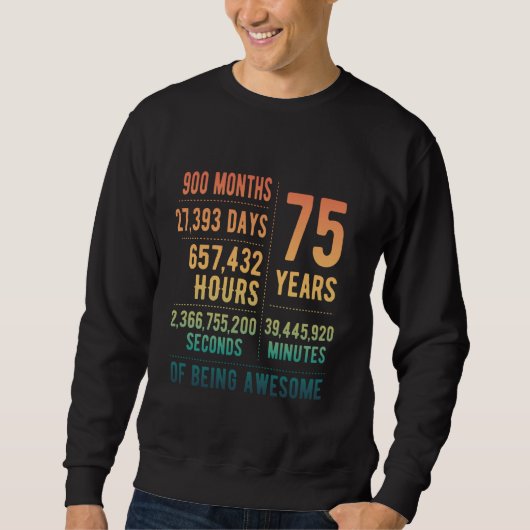 Sweatshirt 75e anniversaire Hommes Femmes Drôle 75 ans (Devant)