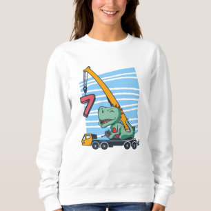 Sweatshirt 7 ans 7e anniversaire grue mobile dinosaure