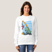 Sweatshirt 7 ans 7e anniversaire grue mobile dinosaure (Devant entier)