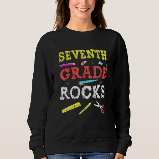 Sweatshirt 7e année Rocks Retour à l'école Enseignant (Devant)