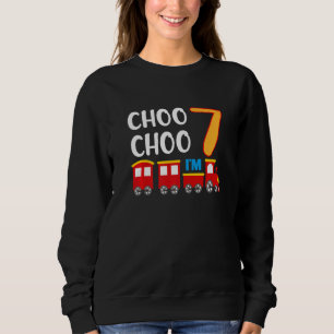 Sweatshirt 7e anniversaire 7 année Boy Train Wagon Railroad