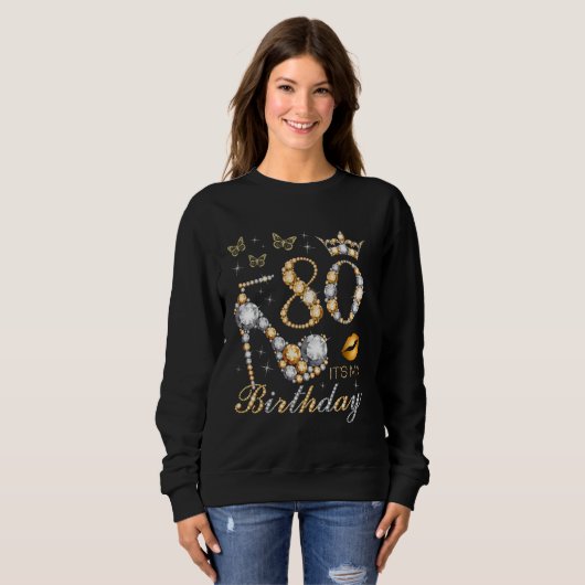 Sweatshirt 80e C'est ma fête d'anniversaire 80 ans 80e B-da (Devant entier)