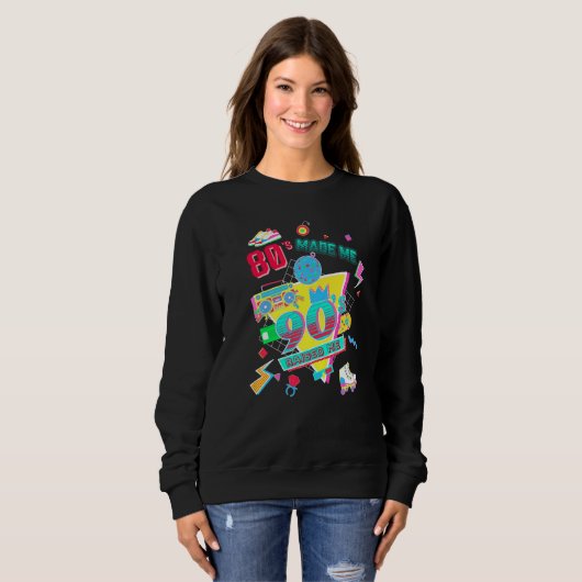 Sweatshirt 80's Made Me 90's Raised Me Retro 1980s 1990s Clas (Devant entier)