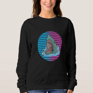 Sweatshirt 80s Shark Angry Sunset Retro Vintage Shark